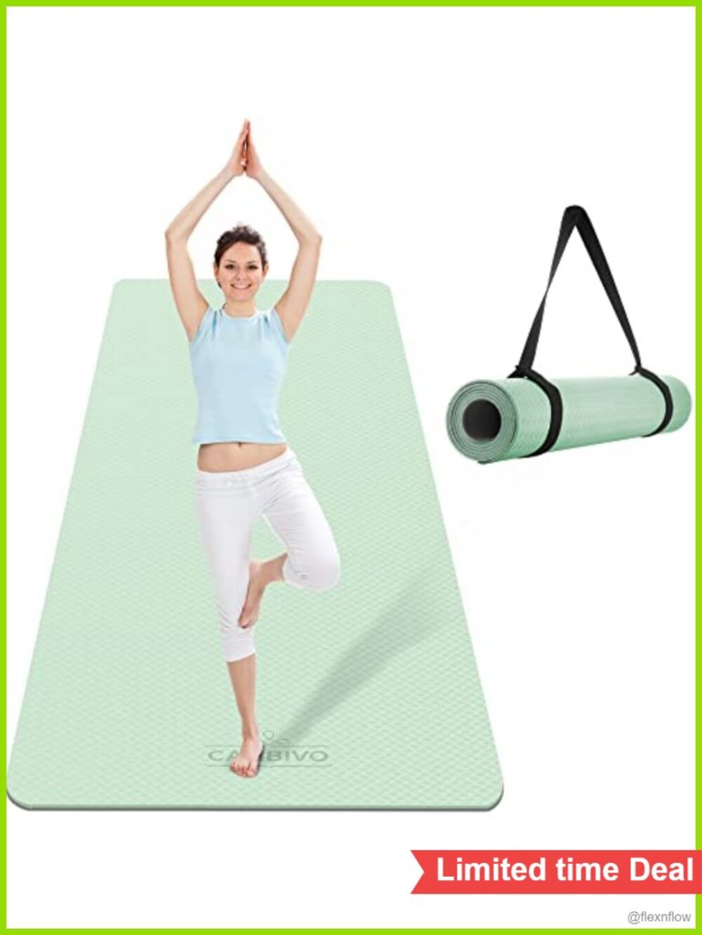 Extra Wide Non-Slip TPE Yoga Mat with Carry Strap - 72x32 Inches